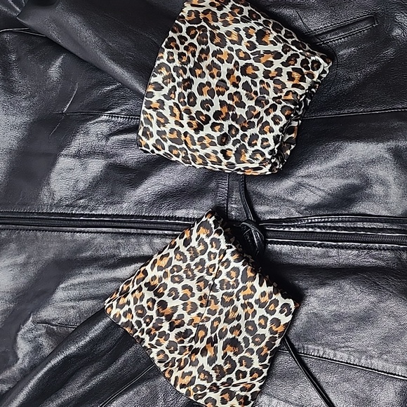 Pelle Studio Wilsons Leather Women's Black Leather Jacket Leopard Lining & Cuffs - Picture 4 of 14